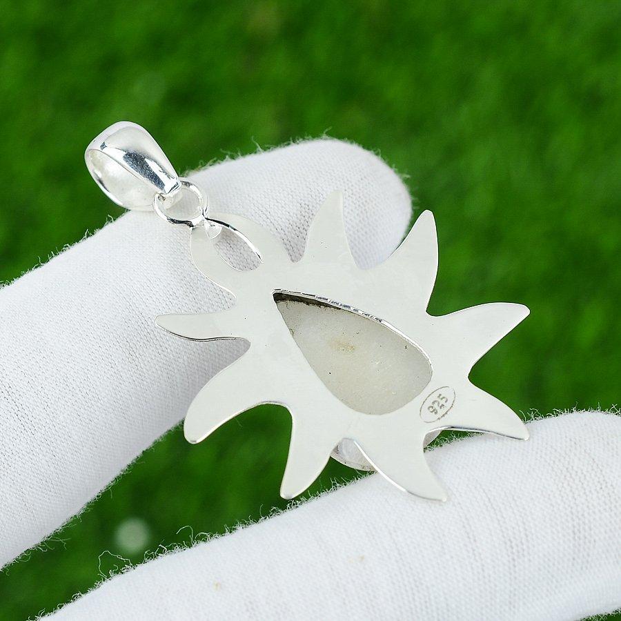 Geburtstagsgeschenk für sie Naturweißer Quarz Edelstein Anhänger 925 Sterlingsilber