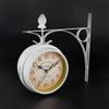 Retro Wanduhren Doppel seite Wohnzimmer Stumm Metall Hause Dekoration