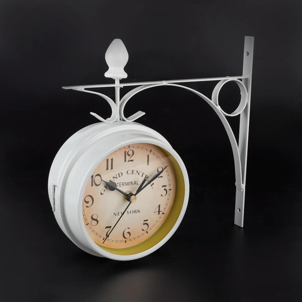 Retro Wanduhren Doppel seite Wohnzimmer Stumm Metall Hause Dekoration