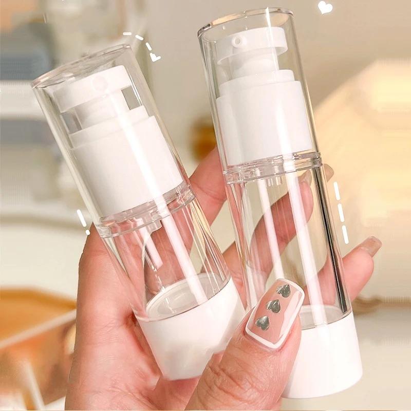 Clear Refillable Vacuum Airless Cream Pump Bottle, Empty Travel Airless Cosmetic Container, Portable Makeup Lotion Dispenser Bottle
