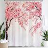 1pc Pink Plum Blossom Flower Print Waterproof Shower Partition Privacy Hanging Curtain with Hooks Multiple Size Machine Washable