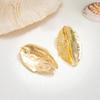 SHIXIN Vintage Gold Color Pleated Leaf Stud Earrings Women Exaggerated Metal Geometric Irregular Piercing Ear Party Jewelry Gift