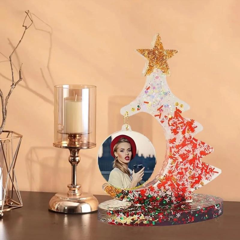 A Top Quality DIY Christmas Tree Photo Frame Silicone Mould Crystal Epoxy Craft Casting Mould Handmade Home Decoration Christmas