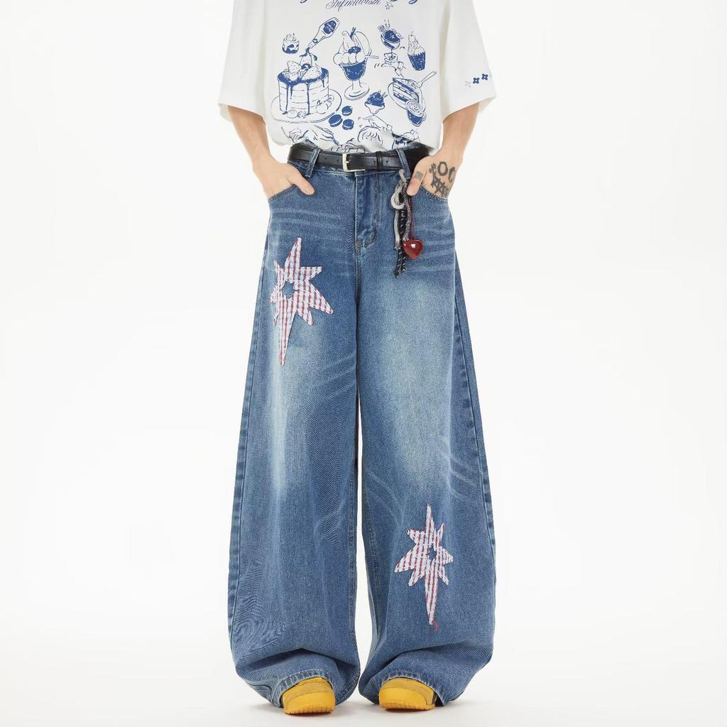 American Retro 2025 Curved Knife Denim Jeans: Unisex Loose Wide-Leg Pants