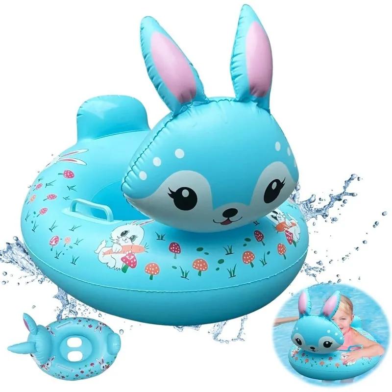 Summer Outdoor Swimming Ring Fragrant Rabbit Inflatable Pool Toy for Boy Girl PVC Inflatable Floating Seat with Handle Water Toy