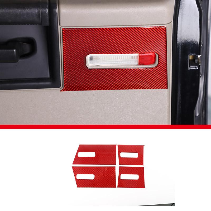Red Soft Carbon Fiber Door Handle Steering Wheel Gear Shift Trim Cover Stickers Fit For Hummer H2 2003-2007 Interior Accessories
