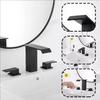Bathroom 3 Holes Waterfall Basin Faucet, 2 Handles Cold Hot Water Mixers Sink Tap Black/Chrome