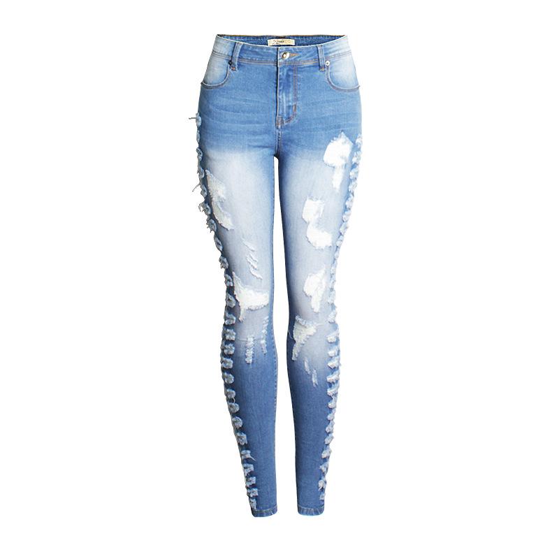Women s Slim Fit Ripped Stretch Jeans - European and American Style XL