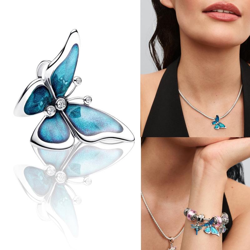 Yiran Jewelry Women's Oversized Butterfly Charm Beads Ideal For Authentic Copper Snake Bracelet Jewelry Necklace Beads For Diy Fashion Jewelry Gift