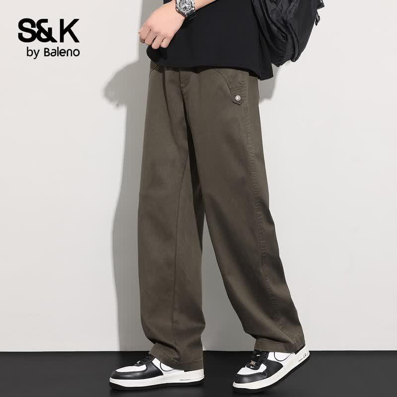 Baleno S&K Men's Lightweight Tencel Blend Straight-Leg Pants