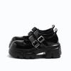 Fivela de cinto de sola grossa e aumento de altura Sapatos individuais Sapatos pequenos de couro Sapatos femininos retrô pretos Mary Jane Tide