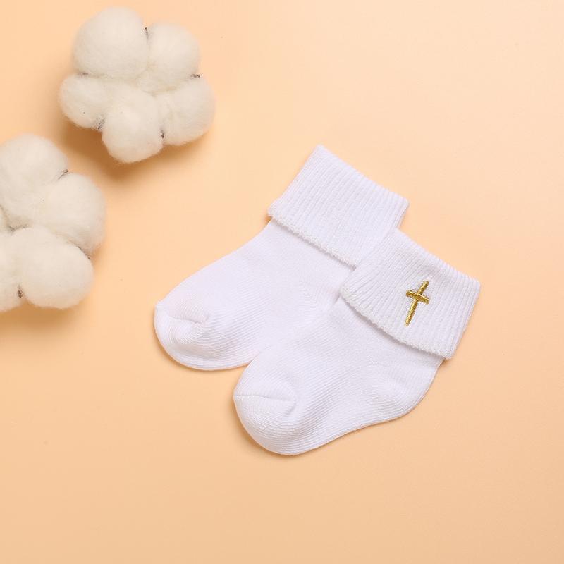 

4 pairs of white baptism versatile cute cotton baby socks for 0-1 year old newborn boys and girls 0-1year old