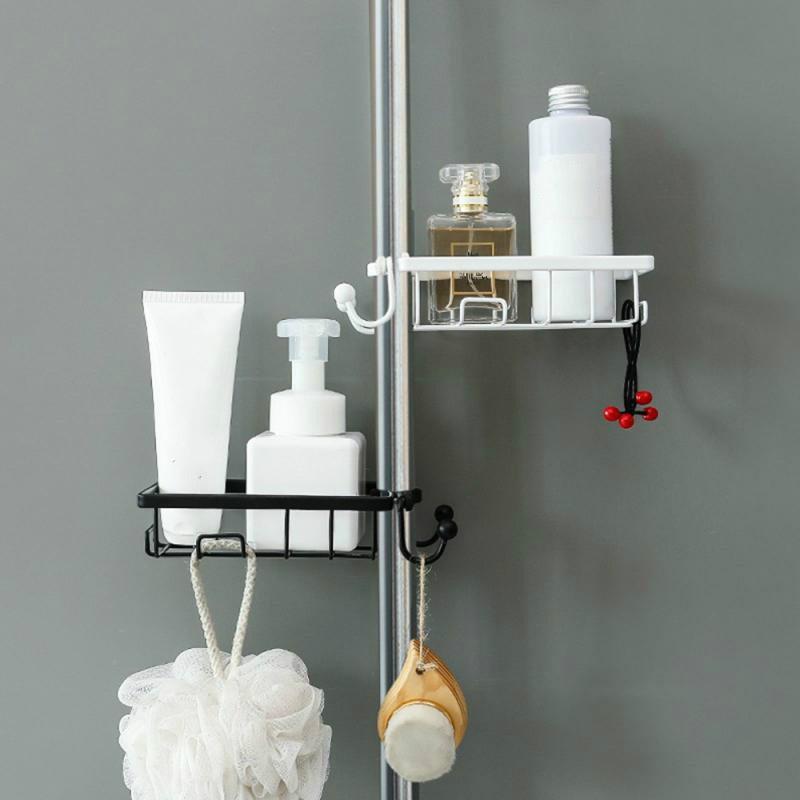 Kitchen Sink Faucet Rack Sponge Rag Storage Drain Shelf Bathroom Shower Rod Hanging Iron Basket Soap Dish Shampoo Holder