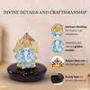 Gold Plated Kalpavrikshya Tree Ganesh Idol Ganpati Murti for Car Dashboard, Office Desk, Hindu God Gift & Home Decor - Resin (Blue)