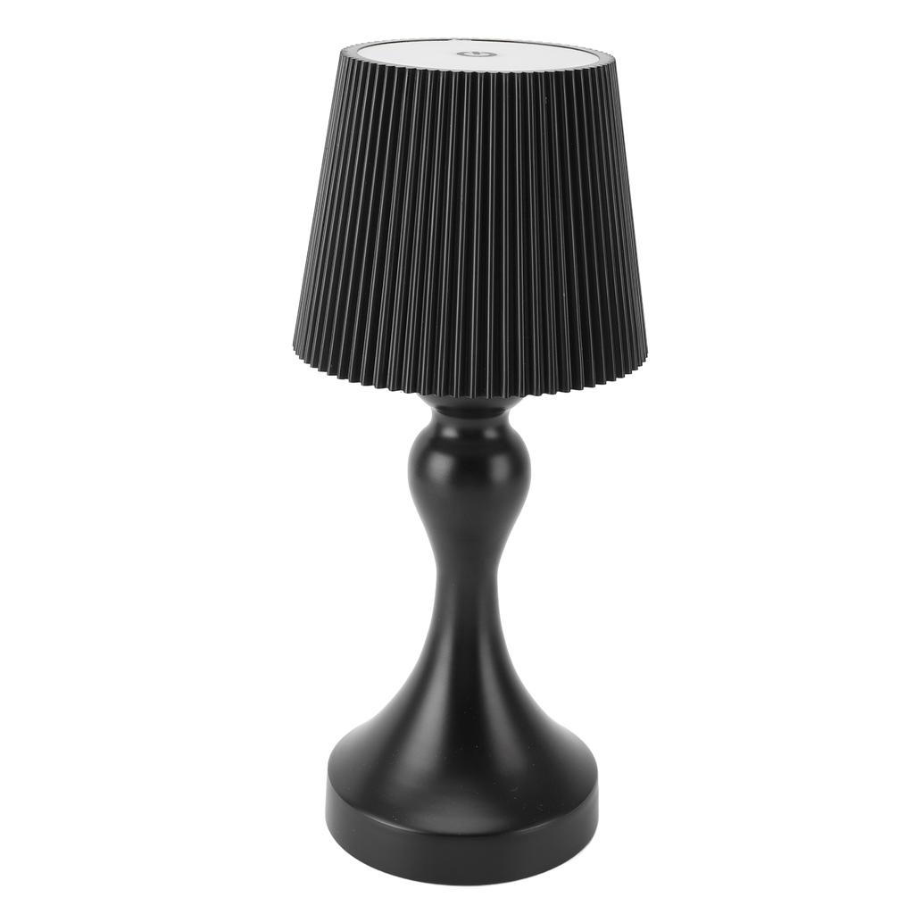 LED Cordless Table Lamp Iron Plastic Pleated Touch Control Stepless Dimmable USB Rechargeable Nightstand Lamp for Bedroom Bar