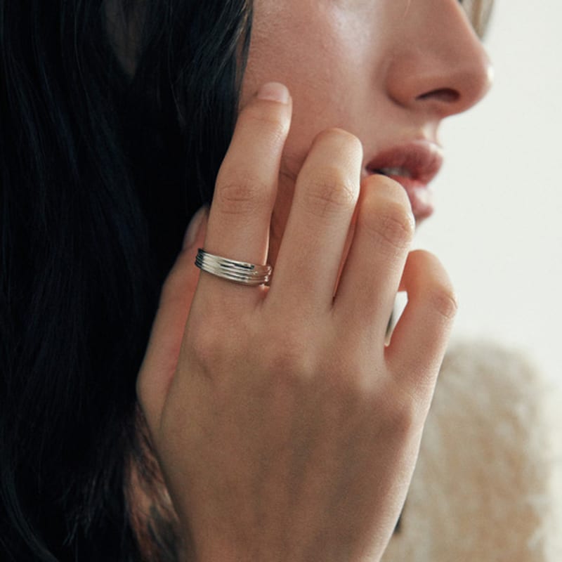 Green [925 Silver] Five.silver.215 / Fine Conto Ring