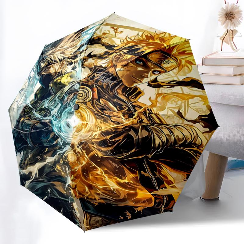 1pc Battle of Naruto and Kakashi Automatic Opening and Closing Umbrella - Lightweight 3-Fold Design, Suitable for Fans, Travel, Daily Use, Intere