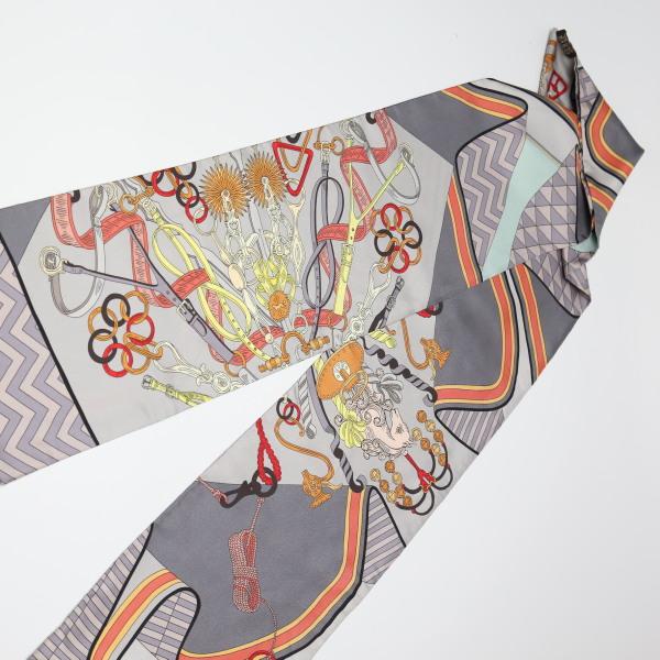 HERMES Carre90 equestrian harness scarf silk gray Women Used