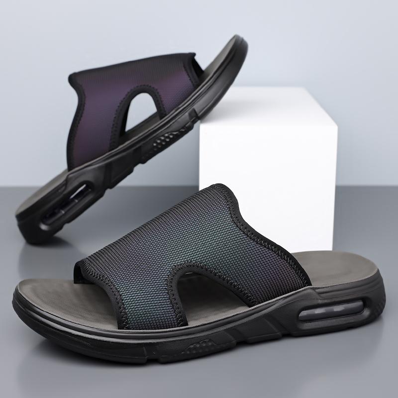 Fashion Comfortable Slip On Mens Half Drag Beach Cool Slippers Men's Office Flats Mesh Cloth Walking Shoes Non-Slip Man Casual Shoes