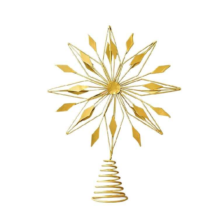 Elegant Christmas Tree Toppers Easy to Install Metal Star Festival Tree Top Ornament Home Decoration Accessories