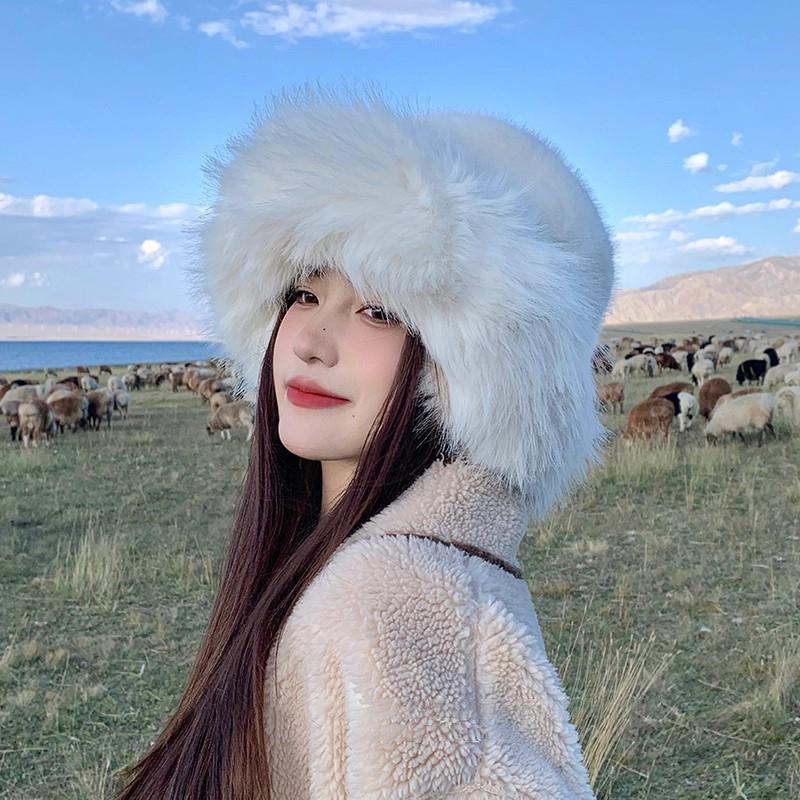 Fluffy Fur Bucket Hat For Women Plush Fisherman Hat Warm Women'S Winter Hat Thicken Cold Snowy Day Panama Cap Chrismas Gifts