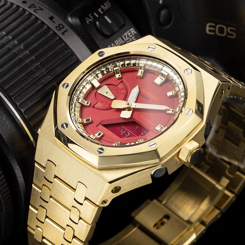 Casio Unisex Liquid Crystal/Analog Dual Display Series 44.5mm Red Watch GA-2100-4A(Team788--2)