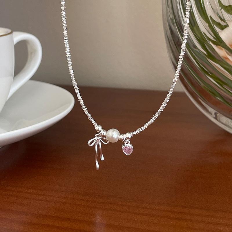 Hot Selling 925 Sterling Silver Fine Jewelry Heart Pink Zircon Shell Pearl Bowknot Bracelet for Women Girls