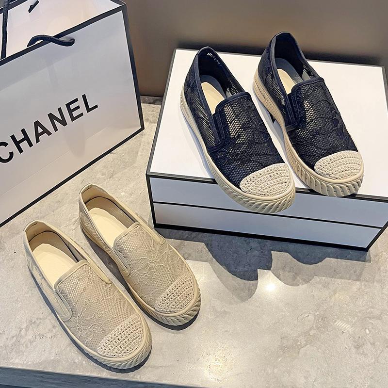 Shoes women's spring 2025 new lazy one-pedal soft-soled cloth shoes breathable mesh casual hollow single shoes