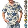 Pojkars kortärmade hawaiiskjorta, Barns sommar skjorta med knappar