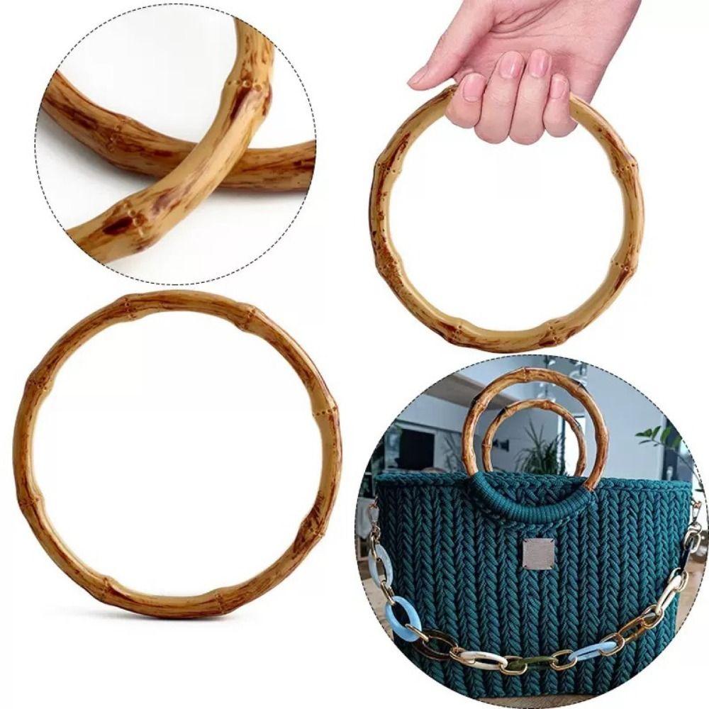 DIY Craft Projects Round Bamboo Handbag Handle Plastic Retro Bag Handle Beach Bag Handles