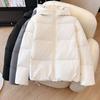 2025 autumn and winter versatile new down cotton cotton jacket windproof hooded short solid color warm bread jacket winter jacket