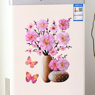 3D Stereo Wall Stickers Flower Vase Butterfly Floral Decals Living Room Cabinet Refrigerator Home Decoration Decals