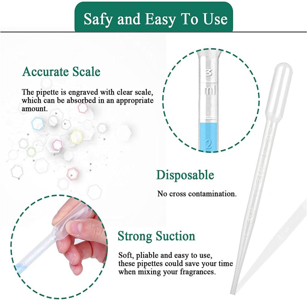 100PCS 3ml Disposable Plastic Transfer Pipettes, Calibrated Dropper Suitable for Science Laboratory DIY Art