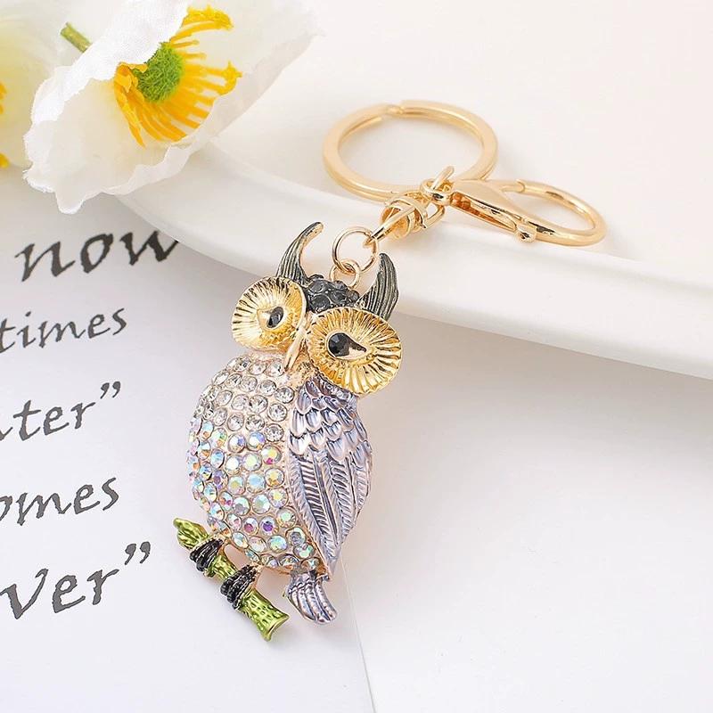 Cute Owl Crystal Rhinestones Crsytal Car Bag Keys Exquisite Pendant Cartoon Trendy Animal Key Chains Bag Charm