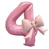 40-calowy Różowy Balon Foliowy z Kokardą z Numerem Dekoracja Ślubna Urodzinowa Baby Shower Numer 0-9 Rekwizyty do Zdjęć na Imprezę