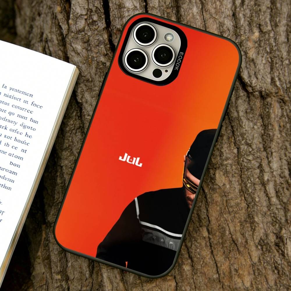 Coque de téléphone pour rappeur JuL pour iPhone 17,16,15,14,13,12,11 Plus,Pro Max,XS,Housse colorée Argent Noir