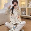 Elegant And Simple Natural Style Pajamas Women'S Autumn Flowers Long-Sleeved Fashion Loungewear Cloud Cotton Suit