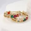Luxury Gold Color Inlaid Multicolored Zircon Copper Hoop Women's Earrings Exquisite Wedding Party Earrings Woman Fashion Zircon