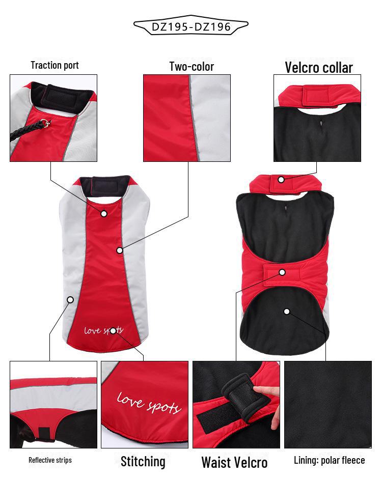 Meiqi Winter Reflective Pet Clothes for Large Dogs