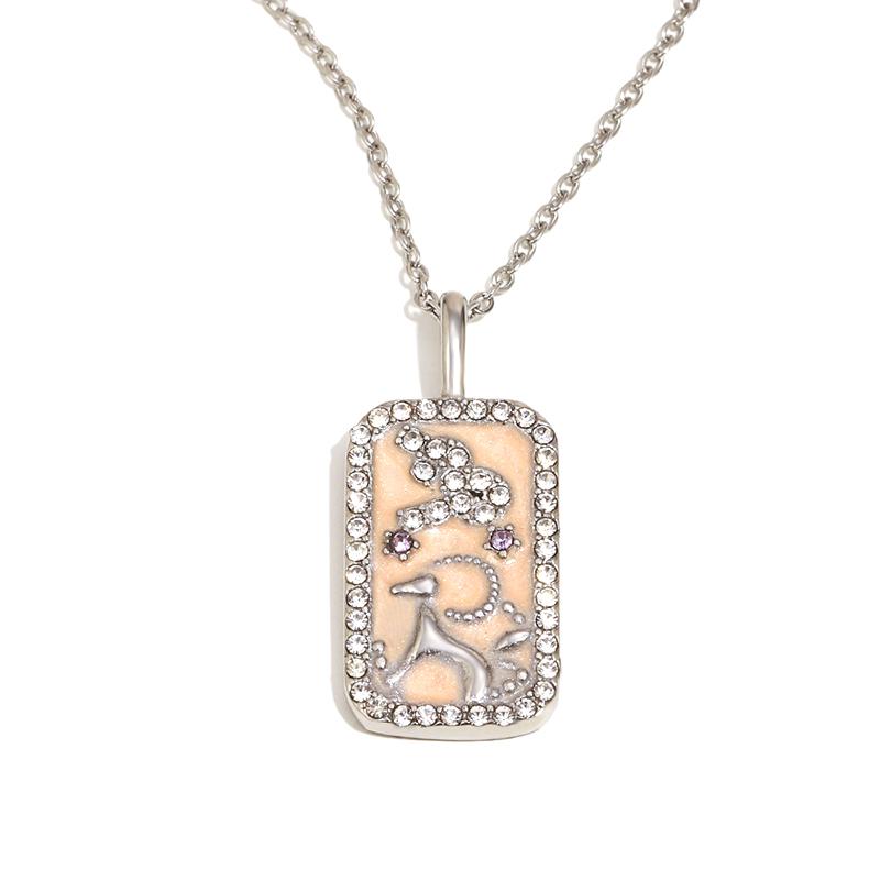 

Stainless Steel 12 Constellation Sign Gold Plated With Rhinestone Pendant Necklace Tarnish Free Trendy Style Jewelry A16