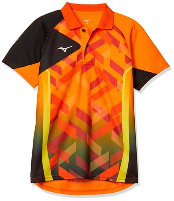 Table Tennis Game Shirt, Short Sleeve, Moisture-Wicking, Quick-Drying, Stretch, JTTA Certified, 82JA8010, Kids, Pop Orange, Size 140