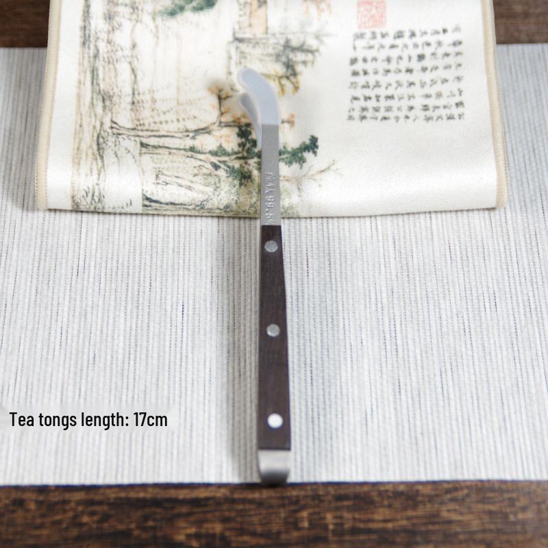 Pure Titanium Tea Tongs and Spoon Set: Luxury Retro Solid Wood Clip for Tea Cups and Anti-Scald High-End Tweezers.