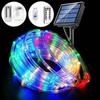 Outdoor Waterproof Seven-Color LED Solar Copper Wire String Lights with Transparent Sheath