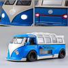 1/32 Scale Bus Transporter Model Car with Surfboards Convertible Camping Van, Zinc Alloy Pull Back Toy Car with Sound and Light for Kids Gift