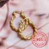 Novel Twisty Design Hoop Earrings for Women  Sterling Silver Luxury Ear Accessories Delicate Gorgeous Party Jewelry