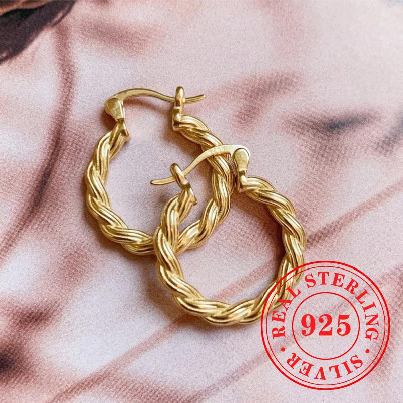 Novel Twisty Design Hoop Earrings for Women  Sterling Silver Luxury Ear Accessories Delicate Gorgeous Party Jewelry