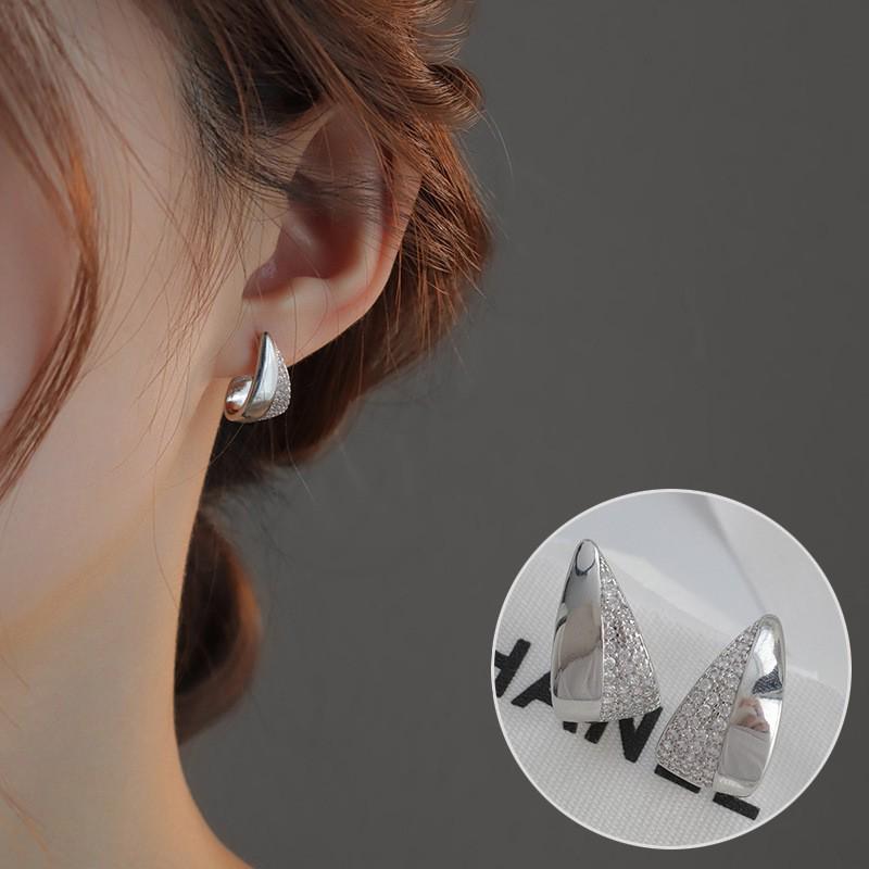 S925 Silver Snake-Shaped Hoop Earrings with Micro-Paved Zirconia - Retro Fashion for Women