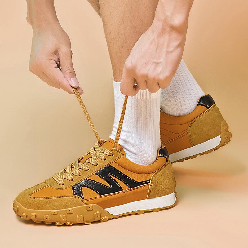 Fashion Vintage Genuine Leather Male Casual Shoes Lace Up All-match Male Flat Walking Shoes Luxury Men Trainers Designer Men Sneakers