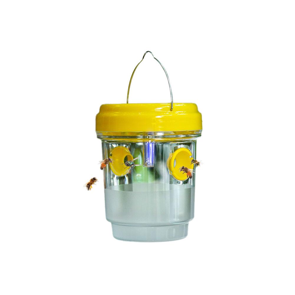 Solar Powered Wasp Trap Yellow Jacket Trap With UV LED Light Hanging Outdoor Reusable Insect Catcher For Hornets Flies