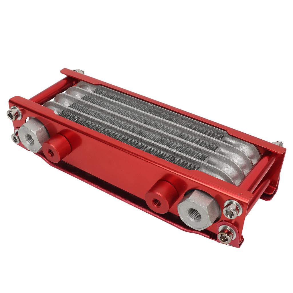 17PCS Motorcycle Oil Cooler Radiator Set Aluminum 4 Row Engine Oil Cooling Kit Replacement for Monkey 125cc‑140cc Red
